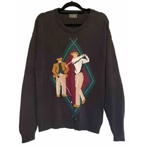 Sansabelt Sport Golf Sweater Vintage Player Theme‎ Cotton Mens Large